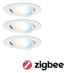 Paulmann Spot LED de încastrare Nova Coin Smart alb CCT, set 3 bucăți, 8,4 cm, reglabil, Alb, Camera de zi / sufragerie, Aluminiu, Modern, Plafon încastrat