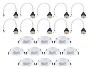 Paulmann Spot de încastru 92115 alb Ø 9 cm, dimabil 30°, orientabil, set 10 bucăți,, reglabil, Alb, Camera de zi / sufragerie, Plastic, Modern, Plafon încastrat