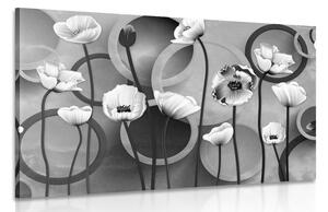 Tablou maci pe un fundal abstract în design alb-negru