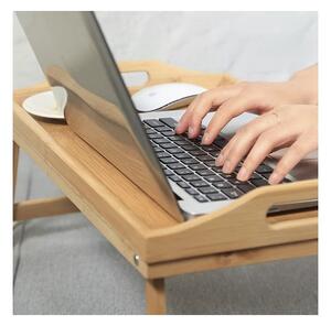 Masa mic dejun in pat, pentru laptop, pliabila, tava servire, maxim 5 kg, bambus, 73x31x21 cm