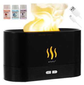 Difuzor aromaterapie 3 in 1, lampa LED RGB efect de flacara, 7 culori, umidificator, 180 ml, 6,5W, USB