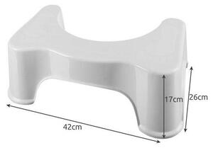 Scaun pentru toaleta, picioare cauciucate, 42 x 17 x 26 cm, alb
