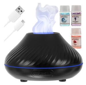 Difuzor aromaterapie, umidificator camera, 130 ml, lampa 7 culori LED RGB, efect flacari, USB