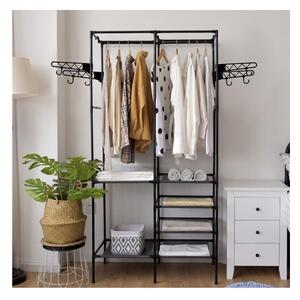 Suport XXL pentru haine si accesorii, 6 rafturi, sina suspendata, 8 umerase laterale, maxim 80 kg, 173x36x108 cm