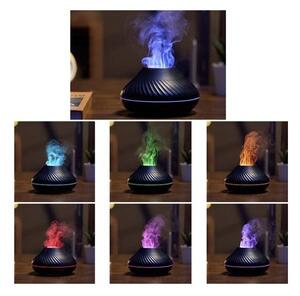Difuzor aromaterapie, umidificator camera, 130 ml, lampa 7 culori LED RGB, efect flacari, USB