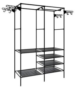 Suport XXL pentru haine si accesorii, 6 rafturi, sina suspendata, 8 umerase laterale, maxim 80 kg, 173x36x108 cm