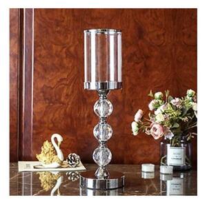 Set 3 sfesnice lumanari, stil glamour, inaltimi diferite, cristale decorative, baza 12 cm