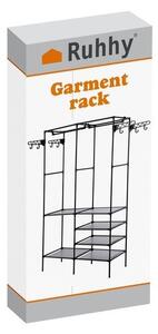 Suport XXL pentru haine si accesorii, 6 rafturi, sina suspendata, 8 umerase laterale, maxim 80 kg, 173x36x108 cm
