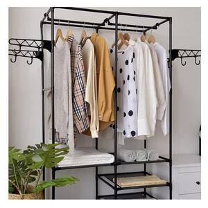 Suport XXL pentru haine si accesorii, 6 rafturi, sina suspendata, 8 umerase laterale, maxim 80 kg, 173x36x108 cm