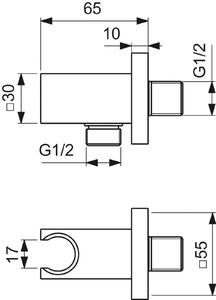Cot racord furtun cu suport para dus Ideal Standard Conca gri magnetic mat