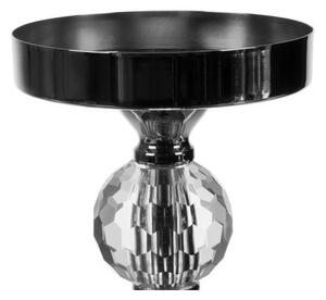Set 3 sfesnice lumanari, stil glamour, inaltimi diferite, cristale decorative, baza 12 cm