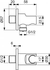 Cot racord furtun cu suport para dus Ideal Standard Multisuite gri magnetic mat Gri magnetic mat