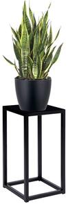 Stand suport din metal pentru plante, dreptunghiular, inaltime 40 cm, negru mat