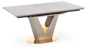Masa dining 8 persoane VALENTINO, gri/auriu, ceramica/otel, 160/220x90