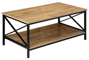 Masuta de cafea pentru living, raft inferior, cadru otel, placi laminate, 44x100x55 cm, maxim 40 kg