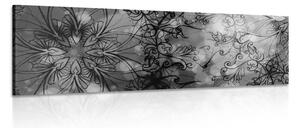 Tablou Mandala florală în design alb-negru
