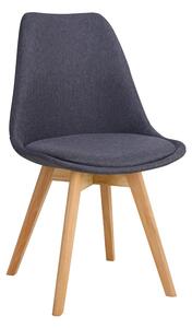 Scaun Gaston gri inchis din plastic PP si material textil cu picioare din lemn natural 56.5x43x83.5 cm