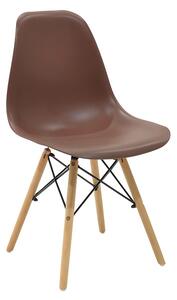 Scaun Julita plastic PP maro picioare naturale 41x46x41+ cm