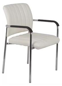 Scaun Cazen stivuibil piele ecologica PU alb cu picioare cromate 55x49x84 cm