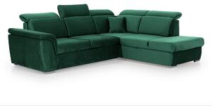 Canapea de colț cu funcție de dormit Milanos L II Dreapta - Verde Monolit 37