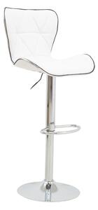 Scaun bar Jorine inaltime ajustabila piele ecologica PU baza cromata alb 53x44x114 cm