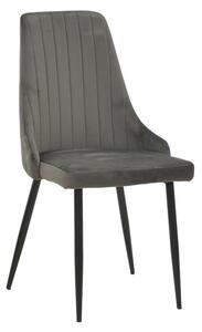 Scaun Azori catifea gri inchis cu picioare din metal negru 49x55x85 cm