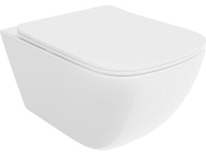 Mexen Timo, vas de toaletă suspendat 555x370x335 mm, Tornado fără margine + scaun de toaletă din duroplast, alb lucios, 30650200T