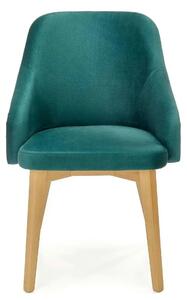 Scaun TOLEDO 2, verde/stejar, stofa catifelata/lemn de fag, 57x56x86 c