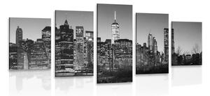 Tablou 5-piese centrul New York-ului în design alb-negru