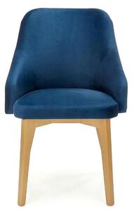Scaun TOLEDO 2, albastru/stejar, stofa catifelata/lemn de fag 57x56x86