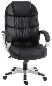 HOMCOM Scaun Birou Ergonomic Rotativ din Piele PU, Funcție Legănare, Înălțime Reglabilă, Capacitate 120kg, Negru | Aosom Romania