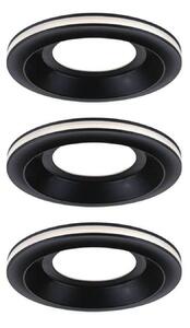 Paulmann Lampă de încastrare cu LED Sormus, negru, Ø 10 cm, IP65, set 3, Negru, Baie, Plastic, Modern, Plafon încastrat