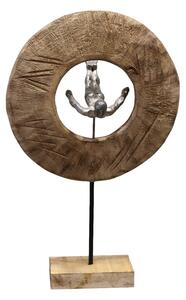 Decoratiune de masa Manny din lemn de mango natural si aluminiu 31x18x50 cm