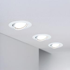 Paulmann Spoturi LED de încastrare Base Coin, alb, cu comutator pornit/oprit, 3, Alb, Camera de zi / sufragerie, Aluminiu, Modern, Plafon încastrat