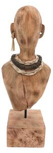 Statueta Ebia bust din lemn de mango si metal in nuanta naturala 17x12.5x44 cm