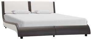 Cadru de pat, gri și alb, 135x190 cm, piele ecologică