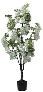 Planta decorativa Floarea de fasole in ghiveci alb plastic PP 125 cm