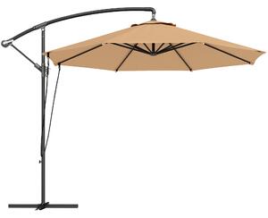 Outsunny Umbrelă de Soare cu Corzi Anti-Vânt, Orificii de Aerisire, Bază în Cruce și Manivelă, Φ290x243 cm, Gri | Aosom Romania
