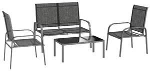 Outsunny Set de Mobilier de Grădină din 4 Piese cu Canapea, 2 Scaune și Masă de Cafea, 108x66x86 cm, Negru | Aosom Romania