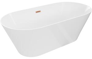Mexen Luna, Cada de baie subțire de sine stătătoare 170 x 75 cm, alb, cupru mat, 52041707500-65