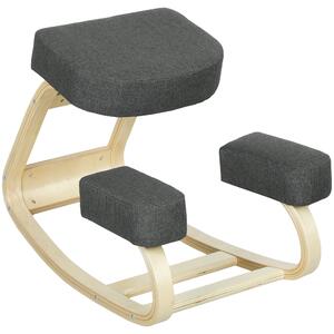 Vinsetto Scaun Ergonomic pentru Genunchi din Mesteacăn și Pernă Gri | Aosom Romania