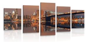 Tablou 5-piese reflexie Manhattanului în apă