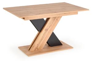 Masa extensibila XARELTO, stejar/negru, PAL furniruit, 130/175x85x76 c