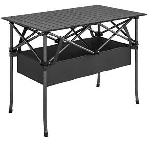 Masă de Picnic Pliabilă și Portabilă Outsunny cu Plasă de Depozitare și Geantă pentru Transport, pentru Camping și Exterior, Negru | Aosom Romania