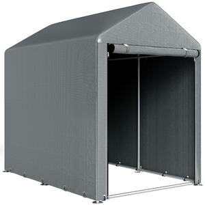Outsunny Magazie pentru Scule cu Protecție UV și Intrare cu Fermoar, Cort de Garaj, 120x179x165 cm, Gri Închis | Aosom Romania