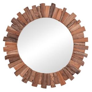 Oglinda Rounder lemn de tec culoare naturala 80x80x4 cm