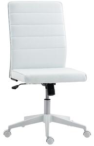 HOMCOM Scaun de Birou Ergonomic și Reglabil cu Spătar Curbat, din Piele PU și Oțel, 58x53x97-107 cm, Alb | Aosom Romania