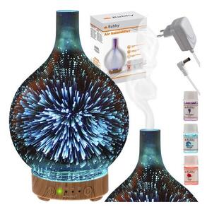Difuzor aromaterapie, umidificator, lampa LED RGB cu artificii 3D, timer, 11W, 3 uleiuri esentiale incluse