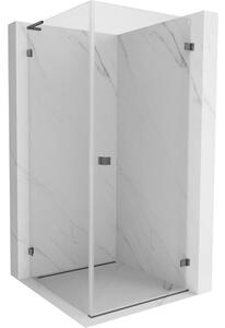 Mexen Lunar-B L cabină de duș cu balamale dreapta 80 x 80 cm, sticlă transparentă, grafit periat, 832L-080-080-66-00-P