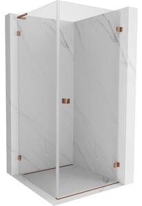 Mexen Lunar-B L cabină de duș cu balamale dreapta 80 x 80 cm, sticlă transparentă, aur roz, 832L-080-080-60-00-P